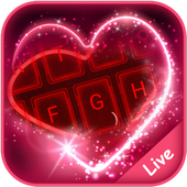 Live Neon Red Heart Keyboard Theme 6.7.16.2019