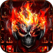 Horror skull Keyboard Theme Fire Skull 10001009